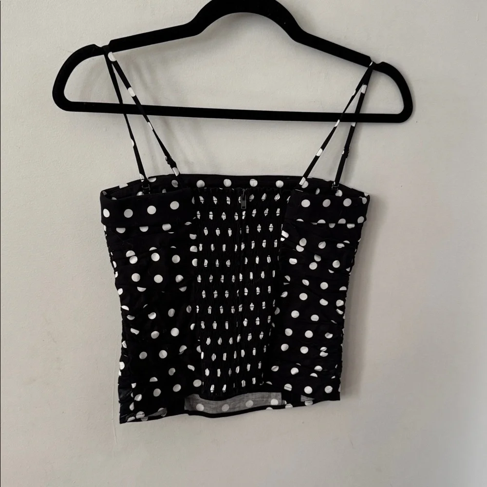 Reformation Orion black strapless polka dots ruched cami tank top - Picture 3 of 6